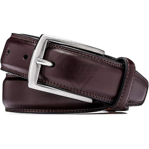 Ceinture en cuir bordeaux de qualité supérieure pour hommes, ceinture formelle pour costumes et pantalons, fabricant de vêtements de haute qualité Power World - Product Image 1