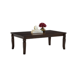 Mesa de Centro Rústica Tradicional de Roble Macizo con Acabado Color Cappuccino Claro, Rectangular, para Sala de Estar, Patas Talladas - Product Image 2