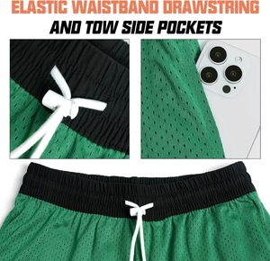 <b>Men's</b> <b>Green</b> Mesh <b>Shorts</b> Drawstring Waist Breathable Sporty Style Polyester Material <b>Short</b> Length - Product Image 3