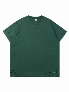 T-shirt décontracté personnalisé pour homme, effet vieilli, haute qualité, délavé à l'acide, vintage, respirant, 100% coton, tissu toile, prix abordable - Product Image 3