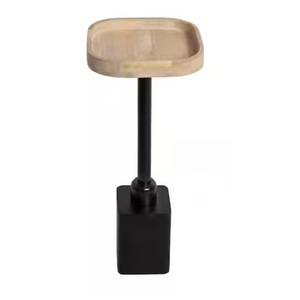 Table d'appoint moderne en bois naturel avec pieds en métal noir, support d'angle pour salon - Product Image 1