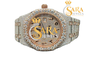 Reloj Mecánico de Negocios Sara Jewels, Lujoso, Completamente Adornado con Diamantes Moissanite, Esfera Analógica, Caja y Correa de Acero Inoxidable - Product Image 2