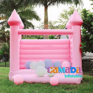 Castillo rosa pastel inflable portátil comercial decorado con globos Casa <span class=keywords><strong>de</strong></span> rebote para alquiler <span class=keywords><strong>de</strong></span> fiestas hecha <span class=keywords><strong>de</strong></span> PVC duradero - Product Image 2