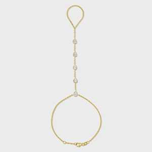 Vente en gros : Bracelet chaîne de main et bague multi-pierres serties clos en or 14k 18k avec diamant de laboratoire poire de 2 carats - Fabricant - Product Image 5