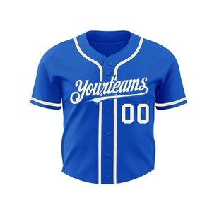Custom Blue Baseball Jersey With Team Name And Number Screen Printed Unisex Adult Short Sleeve Breathable Polyester Sport Shirt - Product Image 5