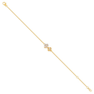 สร้อยข้อมือโซ่ลายดอกไม้รูปโคลเวอร์คู่ประดับเพชร - Product Image 4