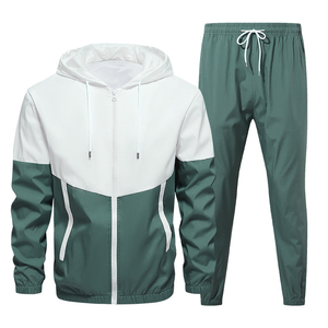 Chándal con capucha para hombre, color blanco y naranja, sudadera con cremallera y manga larga, con bolsillos, corte regular, deportivo - Product Image 4