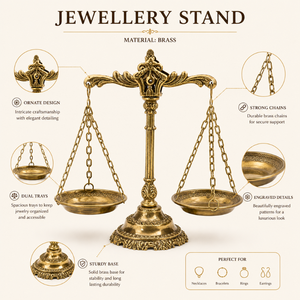Présentoir décoratif en laiton pour bijoux, organisateur haut de gamme pour colliers, boucles d'oreilles, bagues, bracelets et accessoires - Product Image 2