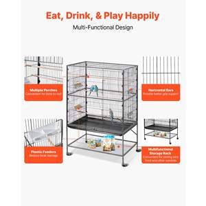 Jaula para Pájaros de Hierro Forjado con Techo Plano de 36.6 x 22.8 x 59.5 Pulgadas para Azulejos, Periquitos, Canarios, Periquitos Monje, Loros Grises Africanos - Product Image 4