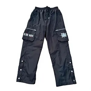 Pantalones para correr de punto con cordón acampanados lavados con ácido Unisex de talla grande, pantalones personalizados en blanco, pierna ancha, dobladillo crudo Vintage - Product Image 5