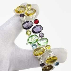 Bracelets en améthyste, citrine, topaze bleue, cadeau pour fille, argent sterling 925, bijoux en gros, bijoux faits à la main, bijoux tendance - Product Image 2