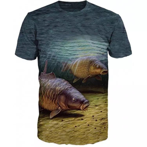Camisetas de Pesca de Manga Corta de Talla Grande, Transpirables, de Secado Rápido, de Algodón/Poliéster Sublimado, al por Mayor - Product Image 3