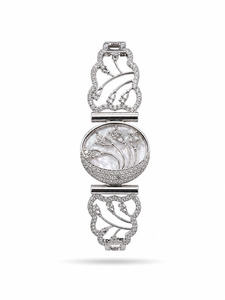Romantic Rhodium Plated Alloy <b>Cuff</b> <b>Bracelet</b> with Crystal Flower Design for Women Party Wedding Jewelry - Product Image 3