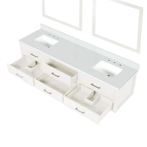 Vanité de bain double blanche 80 po. Large X 22 po. Profond avec haut en quartz blanc et 36 po. Miroirs 36 po. Miroirs 36 po. Miroirs - Product Image 6
