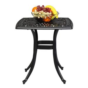 Outdoor Cast Aluminum Square Table Pair Elegant End & Side Tables for Backyard Pool for Outdoor Bar & Cocktail Areas - Product Image 4