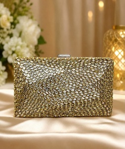 Stylish Traditional <b>Gold</b>-Plated Metal Handmade Kundan Work Mini <b>Clutch</b> with Fine Design for Mother's Day & Valentine's Day - Product Image 2