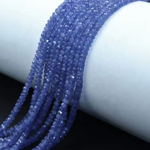 Perle rondelle à facettes en tanzanite naturelle 100% 3-5mm pour la fabrication de bijoux pierres précieuses en vrac - Product Image 5