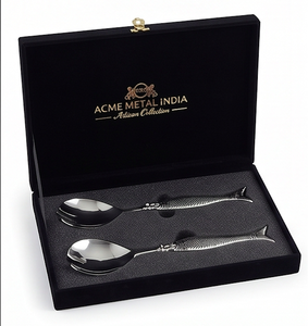 Ensemble cuillère et fourchette Acme Metal Fish Design, finition miroir haute brillance, résistant à la rouille, pour mariage, dîner et restaurant - Product Image 3