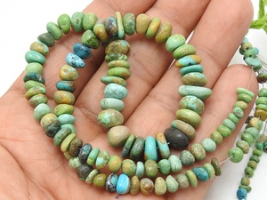 ลูกปัดเทอร์ควอยซ์แอริโซนา-ขัดเงาเรียบเนียน-ทำด้วยมือรูปทรงไม่สม่ำเสมอ-เส้นยาว 16 นิ้ว-ขนาดประมาณ 3 ถึง 10 มม.-รับรองโดยบุคคลที่สาม-สำหรับหิน - Product Image 5