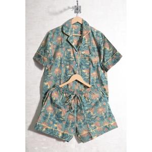 Conjunto de pijama corto de algodón estampado para mujer, ropa de dormir cómoda, traje de noche ligero para verano - Product Image 1