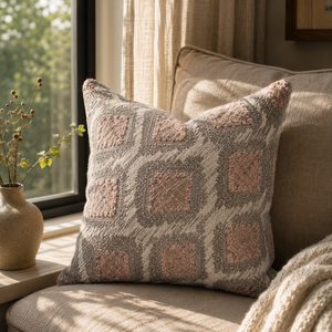 Modern Geometric Cushion <b>Cover</b> Soft Textured Fabric Decorative <b>Throw</b> Pillow Case Blush Neutral Pattern for <b>Sofa</b> LivingRoom Decor - Product Image 4