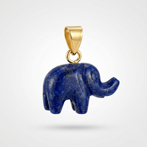 Colgante de Elefante de Ópalo Azul Natural Tallado a Mano, Amuleto de Piedra Preciosa, Chapado en Oro, Joyería de Cristal Curativo, Collar con Tótem de Elefante - Product Image 5