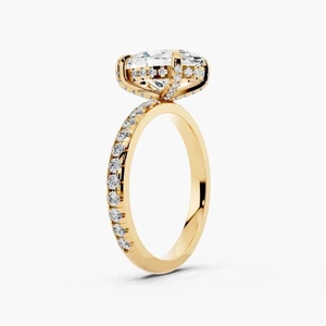Bague de fiançailles solitaire à quatre griffes avec diamant de laboratoire taille ovale certifié IGI, sertie pavé, en or 10K 14K 18K ou argent 925 935 - Product Image 3