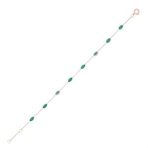 18K <b>Solid</b> <b>Gold</b> Oval Emerald Tennis Bracelet-Rose <b>Gold</b> Plated Stackable Chain - Product Image 2
