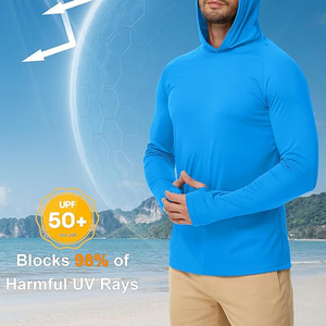เสื้อสเวตเตอร์ถักแขนยาวมีฮู้ดสีน้ำเงินขายดีที่สุด แห้งเร็ว ทรงเข้ารูป สวมใส่สบายๆ สำหรับฤดูร้อน สีพื้น - Product Image 3