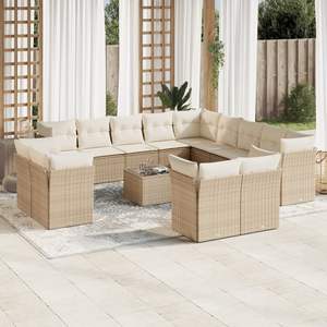Conjunto de Sofás de Jardín de Ratán Beige para 10 Personas, Muebles de Exterior Resistentes a la Intemperie, Diseño Contemporáneo - Product Image 5