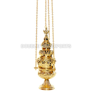 Encensoir en laiton pour église avec 4 chaînes |   Encensoir liturgique - DOUBLE VEE EXPORTS - Product Image 2