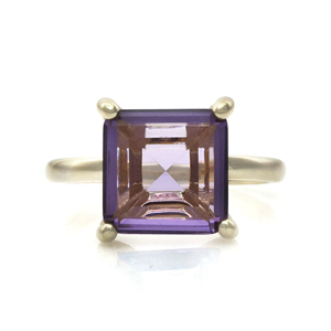 Nuevo Éxito de Ventas, Anillo de Plata de Ley 925 Hecho a Mano con Amatista Natural, Corte Cuadrado Facetado, Gema Púrpura, Anillo de Boda, Regalo - Product Image 1