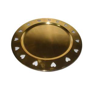 Assiette de service décorative ronde en laiton antique pour la présentation et le service des aliments - Product Image 1