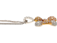 Collier Pendentif Fleur Vintage de Luxe en Argent Sterling Massif Certifié IGI Plaqué Or 18K avec Diamants Sertis Pavé sur Chaîne Corde pour Femme
