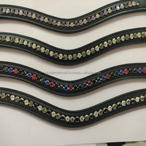 Leather Horse Brow Band <b>Top</b> Selling High Quality Crystal Bling Leather Horse Brow Band Wave Shape Multi Color Crystal <b>Chain</b> - Product Image 3