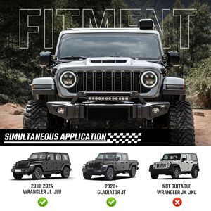 Paraurti Anteriore per Jeep Wrangler JL 2018+ e Gladiator 2020+ con Supporti per Gancio di Traino in Acciaio e Alluminio - Product Image 4