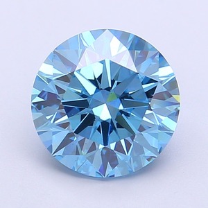 Diamant CVD de laboratoire taille ronde, 2,09 carats, couleur bleu vif fantaisie, clarté VS1, polissage excellent, pierre brute de qualité supérieure pour bague - Product Image 1