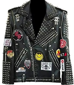 Custom Style Formal Spike Stud Waterproof Windproof Eco-Friendly Reversible Bomber Motorcycle Biker Genuine Leather <b>Jackets</b> Men - Product Image 5