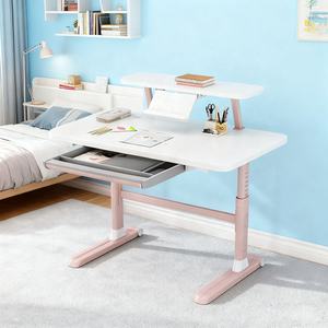 बच्चों के फर्नीचर सफेद और गुलाबी लकड़ी के कार्यालय के साथ स्कूल अध्ययन छात्रों के लिए बढ़ती डेस्क लेखन - Product Image 4