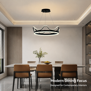 Modern Metal <b>Ring</b> Chandelier 60cm 64W Tricolor Dimmable Adjustable Height For Dining Room Living Room Restaurant - Product Image 2