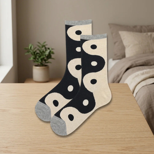 Women's Eco-Friendly Knitted Dot Pattern Mid-Calf Dress <b>Socks</b> - Product Image 3