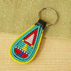 Porte-clés ethnique artisanal perlé avec mousqueton, technique de tissage unique, qualité supérieure, artisanat fait main, cadeau d'inspiration vintage, en métal - Product Image 6