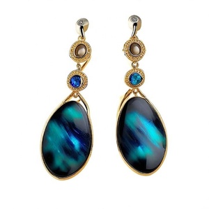 ต่างหูห้อยสไตล์ลาบราดอไรต์สุดพิเศษสำหรับผู้หญิงและเด็กผู้หญิงเครื่องประดับแฟชั่นชุบทองทันสมัย - Product Image 2