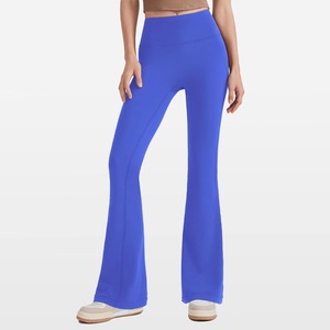 Custom Printed Seamless Yoga Pants Women High Elasticity Ribbed <b>Flare</b> <b>Leggings</b> Wide Leg Trousers Wholesale - Product Image 1