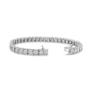 Bracciale con Diamanti da 1/4 Carati in Argento Sterling 925, Colore I-J, Purezza I2-I3, Catena Fine e Bracciali, Misura 7.25 Pollici - Product Image 2