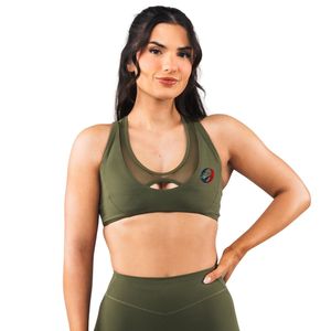 Green Women's Breathable Mesh Sports Bra Criss Cross Back Performance Bra for Running Yoga Gym Fitness Training - Product Image 1