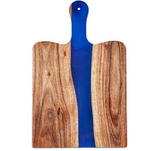 Planche à découper en bois d'acacia naturel et résine, planche de luxe faite à la main pour couper, servir et préparer des charcuteries, pour la cuisine à domicile, le restaurant - Product Image 5