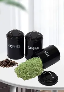 Rustic metal kitchen canister <b>set</b> with airtight lids for storing rice beans <b>sugar</b> <b>coffee</b> <b>tea</b> and pantry essentials - Product Image 3
