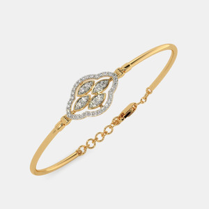 Gold Floral Eye Motif Diamond <b>Bangle</b> <b>Bracelet</b> - Product Image 1