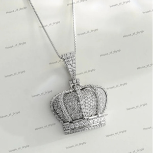 Collar con Colgante de Corona con Diamante Moissanite con Plata 925, Joyería de Moda Hip Hop Realista para Hombres y Mujeres - Product Image 2